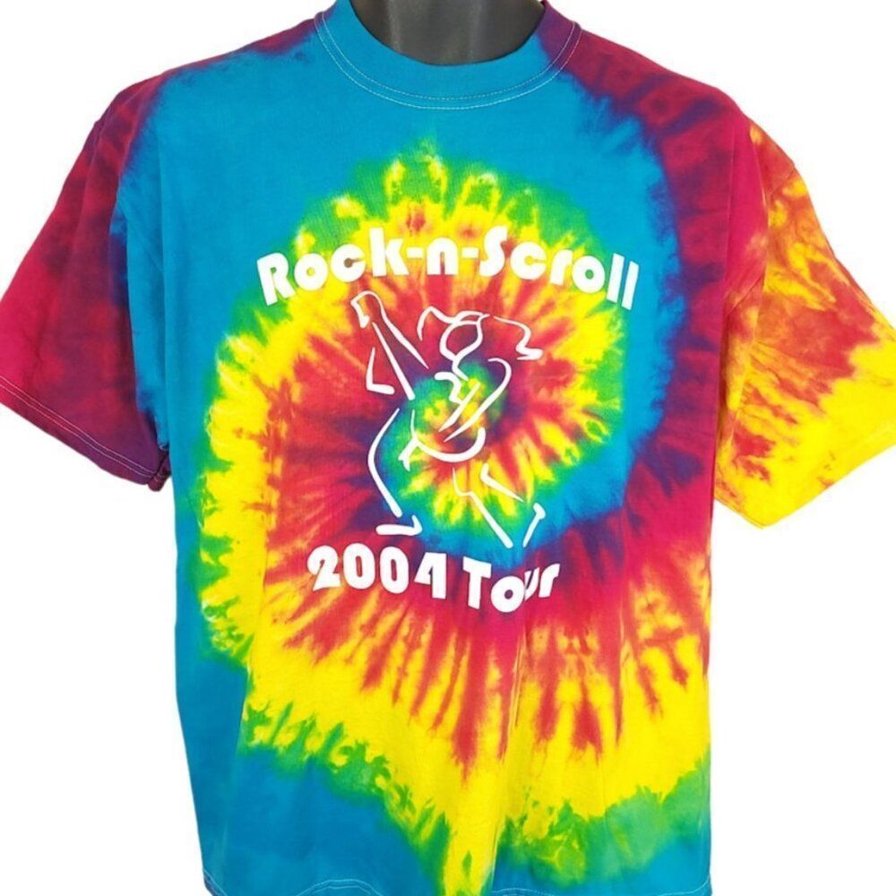 Vintage Rock N Scroll T Shirt Mens Size XL Y2K 2004 Apollo By Midmark Tie Dye